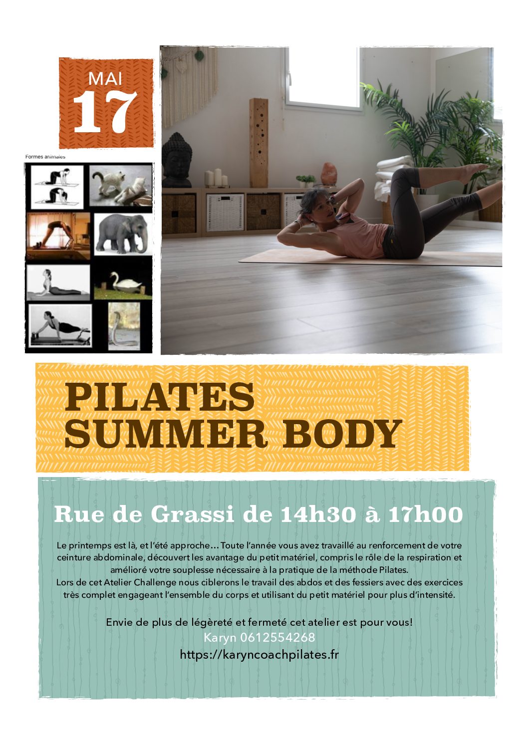 Atelier du 17 Mai Pilates Body summer : abdos, fessiers
